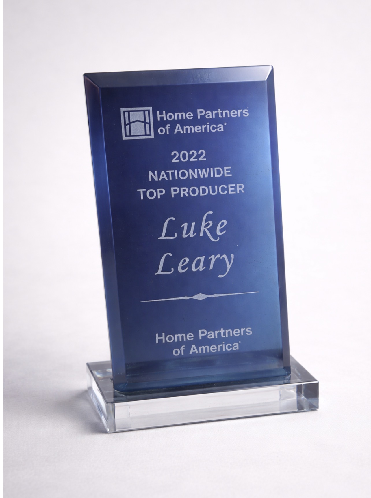 Home Partners of America - 2022 Nationwide Top Producer Award - Luke Leary